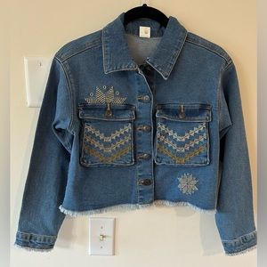 Evsie Girls Embroidered Jean Jacket NWT Size M 10